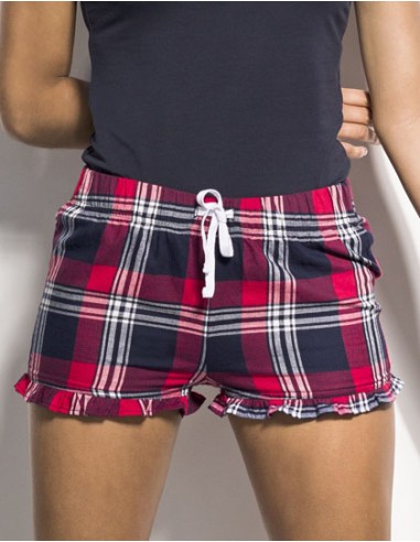 SFC-SK082-Womens Tartan Frill Lounge Shorts